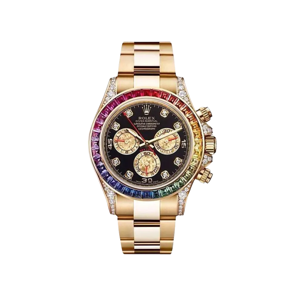 Rolex Daytona 116598RBOW 'Rainbow' Yellow Gold Black Dial Sapphire Bezel