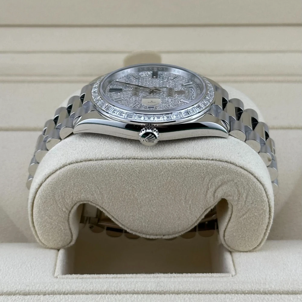 Rolex Day-Date 40 228396TBR Platinum Diamond Bezel Diamond-Paved Sapphire Dial - Image 5